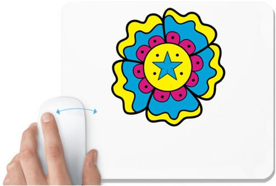 UDNAG White Mousepad 'Flower | Colourful Flower' for Computer / PC / Laptop [230 x 200 x 5mm] Non Slip Base Mousepad(White)