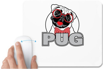 UDNAG White Mousepad 'Dog | Pug' for Computer / PC / Laptop [230 x 200 x 5mm] Non Slip Base Mousepad(White)