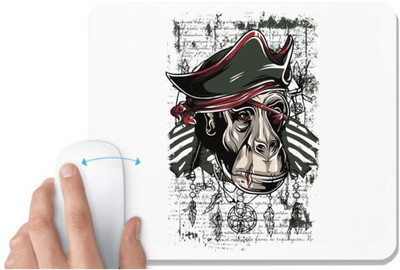 UDNAG White Mousepad 'Death | Ape and death' for Computer / PC / Laptop [230 x 200 x 5mm] Non Slip Base Mousepad(White)