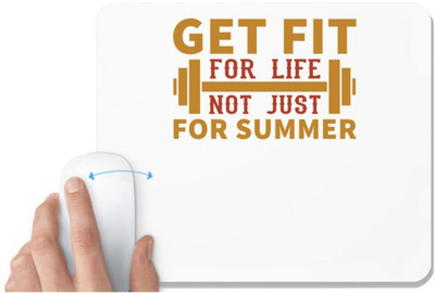 UDNAG White Mousepad 'Gym | Get fit' for Computer / PC / Laptop [230 x 200 x 5mm] Non Slip Base Mousepad(White)