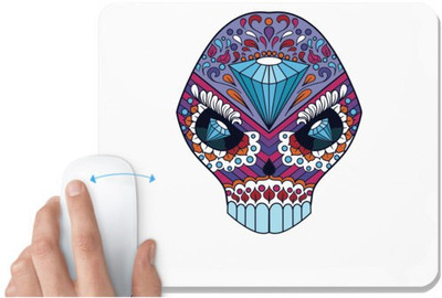 UDNAG White Mousepad 'Illustration | Blue Diamond head Sugar Skull' for Computer / PC / Laptop [230 x 200 x 5mm] Mousepad(White)