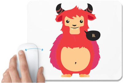 UDNAG White Mousepad 'Cartoon | Hi' for Computer / PC / Laptop [230 x 200 x 5mm] Non Slip Base Mousepad(White)