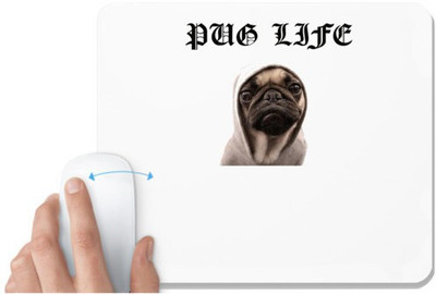 UDNAG White Mousepad 'Pug | Pug life' for Computer / PC / Laptop [230 x 200 x 5mm] Non Slip Base Mousepad(White)