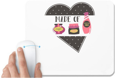 UDNAG White Mousepad 'Heart | Made of Sugar spice everything nice' for Computer / PC / Laptop [230 x 200 x 5mm] Mousepad(White)