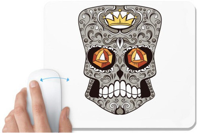 UDNAG White Mousepad 'Illustration | Crown Head Sugar Skull' for Computer / PC / Laptop [230 x 200 x 5mm] Mousepad(White)