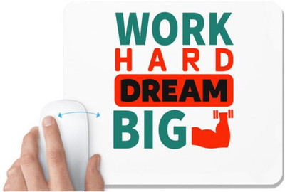 UDNAG White Mousepad 'Dream | Work hard Dream big' for Computer / PC / Laptop [230 x 200 x 5mm] Non Slip Base Mousepad(White)
