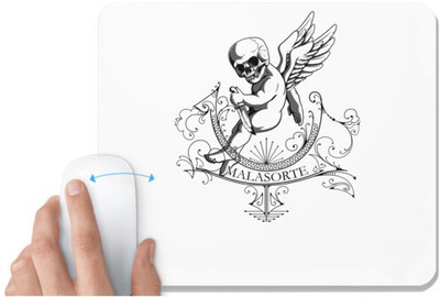 UDNAG White Mousepad 'Death | Baby skull malasorte' for Computer / PC / Laptop [230 x 200 x 5mm] Mousepad(White)