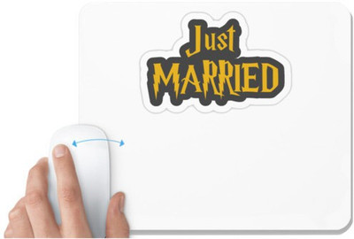 UDNAG White Mousepad 'Couple | Just Marriedd' for Computer / PC / Laptop [230 x 200 x 5mm] Non Slip Base Mousepad(White)