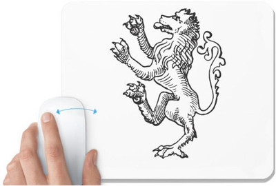 UDNAG White Mousepad 'Lion' for Computer / PC / Laptop [230 x 200 x 5mm] Non Slip Base Mousepad(White)