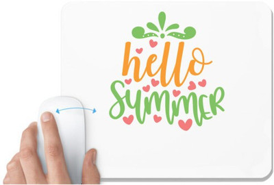 UDNAG White Mousepad 'Summer | hello summer' for Computer / PC / Laptop [230 x 200 x 5mm] Non Slip Base Mousepad(White)