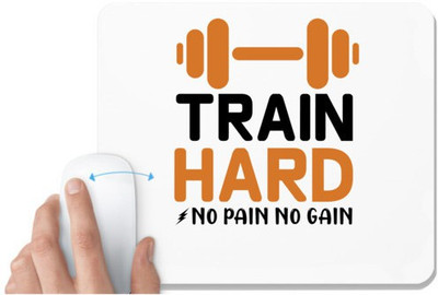 UDNAG White Mousepad 'Gym | Train hard no' for Computer / PC / Laptop [230 x 200 x 5mm] Non Slip Base Mousepad(White)