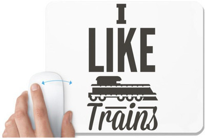 UDNAG White Mousepad 'I like trains' for Computer / PC / Laptop [230 x 200 x 5mm] Non Slip Base Mousepad(White)