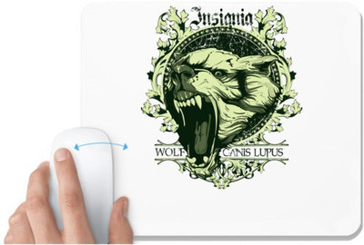UDNAG White Mousepad 'Insignia Wolf canis lupus' for Computer / PC / Laptop [230 x 200 x 5mm] Mousepad(White)
