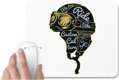 UDNAG White Mousepad 'Goggle and racer helmet' for Computer / PC / Laptop [230 x 200 x 5mm] Non Slip Base Mousepad(White)