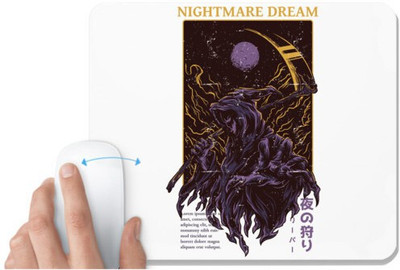 UDNAG White Mousepad 'Death | Nightmare Dream' for Computer / PC / Laptop [230 x 200 x 5mm] Non Slip Base Mousepad(White)