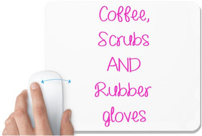 UDNAG White Mousepad 'Nurse | Coffee scrubs and rubber gloves' for Computer / PC / Laptop [230 x 200 x 5mm] Non Slip Base Mousepad(White)
