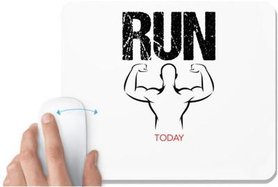UDNAG White Mousepad 'Gym | Run' for Computer / PC / Laptop [230 x 200 x 5mm] Non Slip Base Mousepad(White)