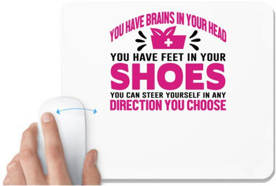 UDNAG White Mousepad 'Nurse | Shoes to steer yourself' for Computer / PC / Laptop [230 x 200 x 5mm] Non Slip Base Mousepad(White)