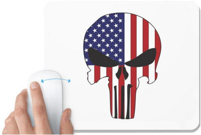 UDNAG White Mousepad 'Flag | American Flag skull' for Computer / PC / Laptop [230 x 200 x 5mm] Non Slip Base Mousepad(White)