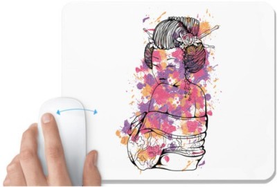 UDNAG White Mousepad 'Japanese | Japanese Lady illustration' for Computer / PC / Laptop [230 x 200 x 5mm] Mousepad(White)