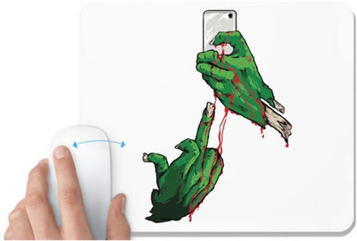 UDNAG White Mousepad 'Death | Mobile, blood and death' for Computer / PC / Laptop [230 x 200 x 5mm] Non Slip Base Mousepad(White)