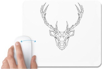 UDNAG White Mousepad 'Geometry | Deer Head Geometry' for Computer / PC / Laptop [230 x 200 x 5mm] Mousepad(White)