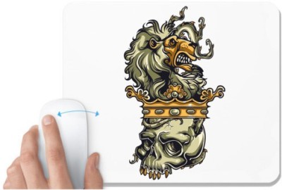 UDNAG White Mousepad 'Death | Lion crown Skull' for Computer / PC / Laptop [230 x 200 x 5mm] Mousepad(White)