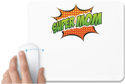 UDNAG White Mousepad 'Mom | Super Mom green' for Computer / PC / Laptop [230 x 200 x 5mm] Non Slip Base Mousepad(White)