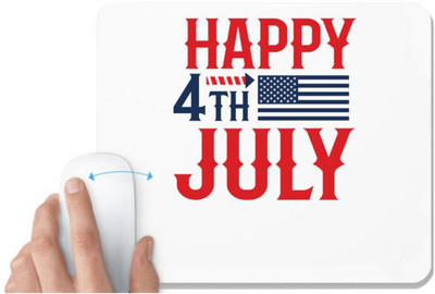 UDNAG White Mousepad 'American Day | Happy 4th july' for Computer / PC / Laptop [230 x 200 x 5mm] Non Slip Base Mousepad(White)