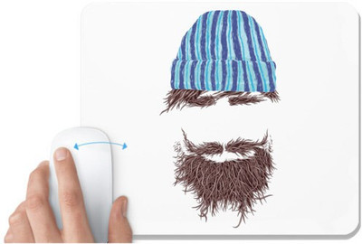 UDNAG White Mousepad 'Creativity | Hat, mustache and Beared' for Computer / PC / Laptop [230 x 200 x 5mm] Mousepad(White)