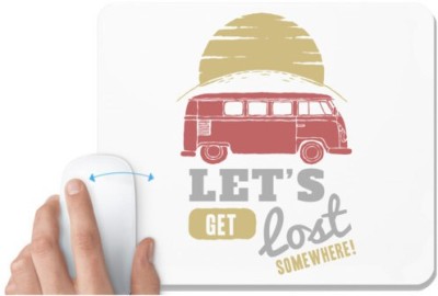 UDNAG White Mousepad 'Van and Sun | Lets get lost some where' for Computer / PC / Laptop [230 x 200 x 5mm] Mousepad(White)
