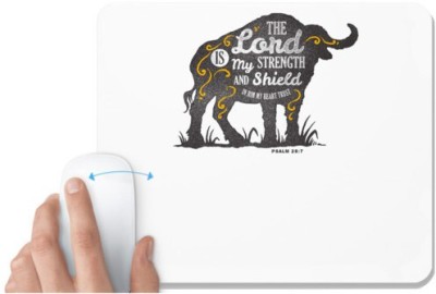 UDNAG White Mousepad 'The Lord | The lord is my strength and shield' for Computer / PC / Laptop [230 x 200 x 5mm] Mousepad(White)
