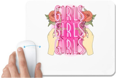 UDNAG White Mousepad 'Girls and rose' for Computer / PC / Laptop [230 x 200 x 5mm] Non Slip Base Mousepad(White)