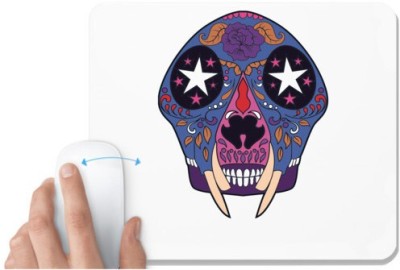 UDNAG White Mousepad 'Illustration | Blue Monster Sugar Skull' for Computer / PC / Laptop [230 x 200 x 5mm] Mousepad(White)