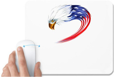 UDNAG White Mousepad 'Flag | Eagle American Flag' for Computer / PC / Laptop [230 x 200 x 5mm] Non Slip Base Mousepad(White)
