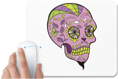 UDNAG White Mousepad 'Illustration | Purple Sugar Skull' for Computer / PC / Laptop [230 x 200 x 5mm] Mousepad(White)