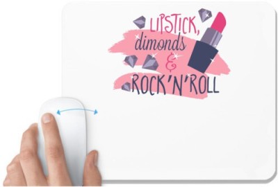 UDNAG White Mousepad 'Makeup | lipstick Diamond and rock n roll' for Computer / PC / Laptop [230 x 200 x 5mm] Mousepad(White)