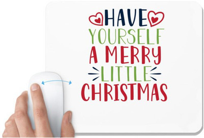 UDNAG White Mousepad 'Christmas Santa | have yourself a merry little christmas' for Computer / PC / Laptop [230 x 200 x 5mm] Non Slip Base Mousepad(White)
