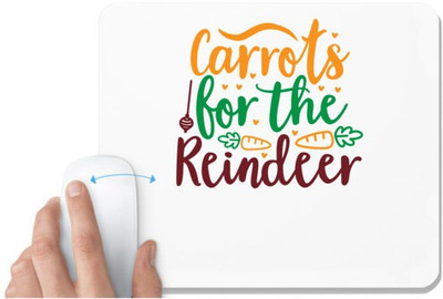 UDNAG White Mousepad 'Reindeer | carrots for the reindeer' for Computer / PC / Laptop [230 x 200 x 5mm] Non Slip Base Mousepad(White)