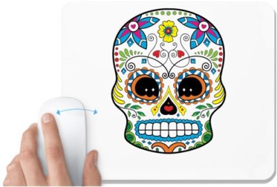 UDNAG White Mousepad 'Illustration | White Blue Red Sugar Skull' for Computer / PC / Laptop [230 x 200 x 5mm] Mousepad(White)