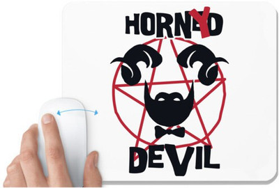UDNAG White Mousepad 'Devil | Horned Devil' for Computer / PC / Laptop [230 x 200 x 5mm] Non Slip Base Mousepad(White)