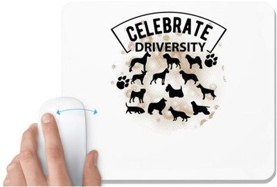 UDNAG White Mousepad 'Driversity | Celebrate driversity' for Computer / PC / Laptop [230 x 200 x 5mm] Non Slip Base Mousepad(White)