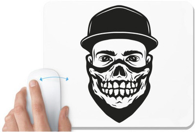 UDNAG White Mousepad 'Death Mask | Gangster' for Computer / PC / Laptop [230 x 200 x 5mm] Non Slip Base Mousepad(White)