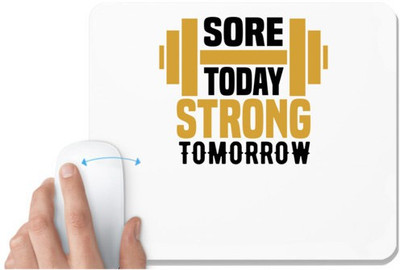 UDNAG White Mousepad 'Gym | Sore today' for Computer / PC / Laptop [230 x 200 x 5mm] Non Slip Base Mousepad(White)