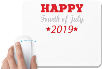 UDNAG White Mousepad 'American Independance Day | HAPPYFourth of July 2019' for Computer / PC / Laptop [230 x 200 x 5mm] Non Slip Base Mousepad(White)