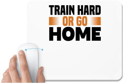 UDNAG White Mousepad 'Gym | Train hard or go' for Computer / PC / Laptop [230 x 200 x 5mm] Non Slip Base Mousepad(White)