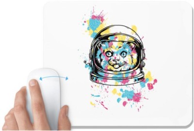 UDNAG White Mousepad 'Astronaut | Astronaut Cat' for Computer / PC / Laptop [230 x 200 x 5mm] Mousepad(White)