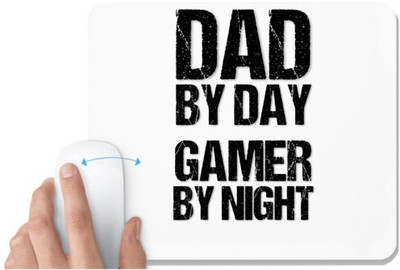 UDNAG White Mousepad 'Dad | Dad by day Gamer by Night' for Computer / PC / Laptop [230 x 200 x 5mm] Non Slip Base Mousepad(White)