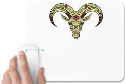 UDNAG White Mousepad 'Illustration | Sheep Head illustration' for Computer / PC / Laptop [230 x 200 x 5mm] Non Slip Base Mousepad(White)