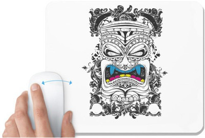UDNAG White Mousepad 'Death | Colored teeth skull' for Computer / PC / Laptop [230 x 200 x 5mm] Non Slip Base Mousepad(White)